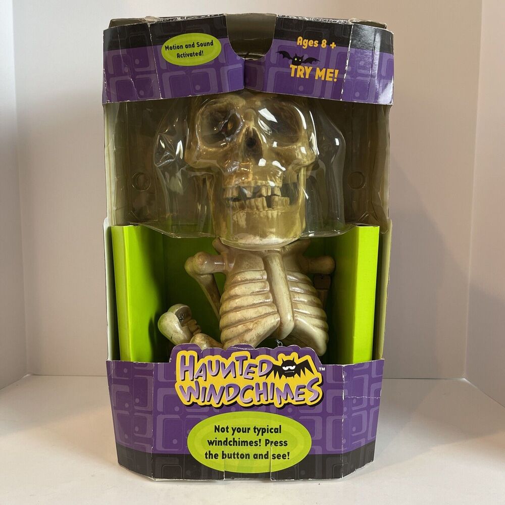 Gemmy Haunted Windchimes 2005 Full Skeleton w Motion & Sound NIB